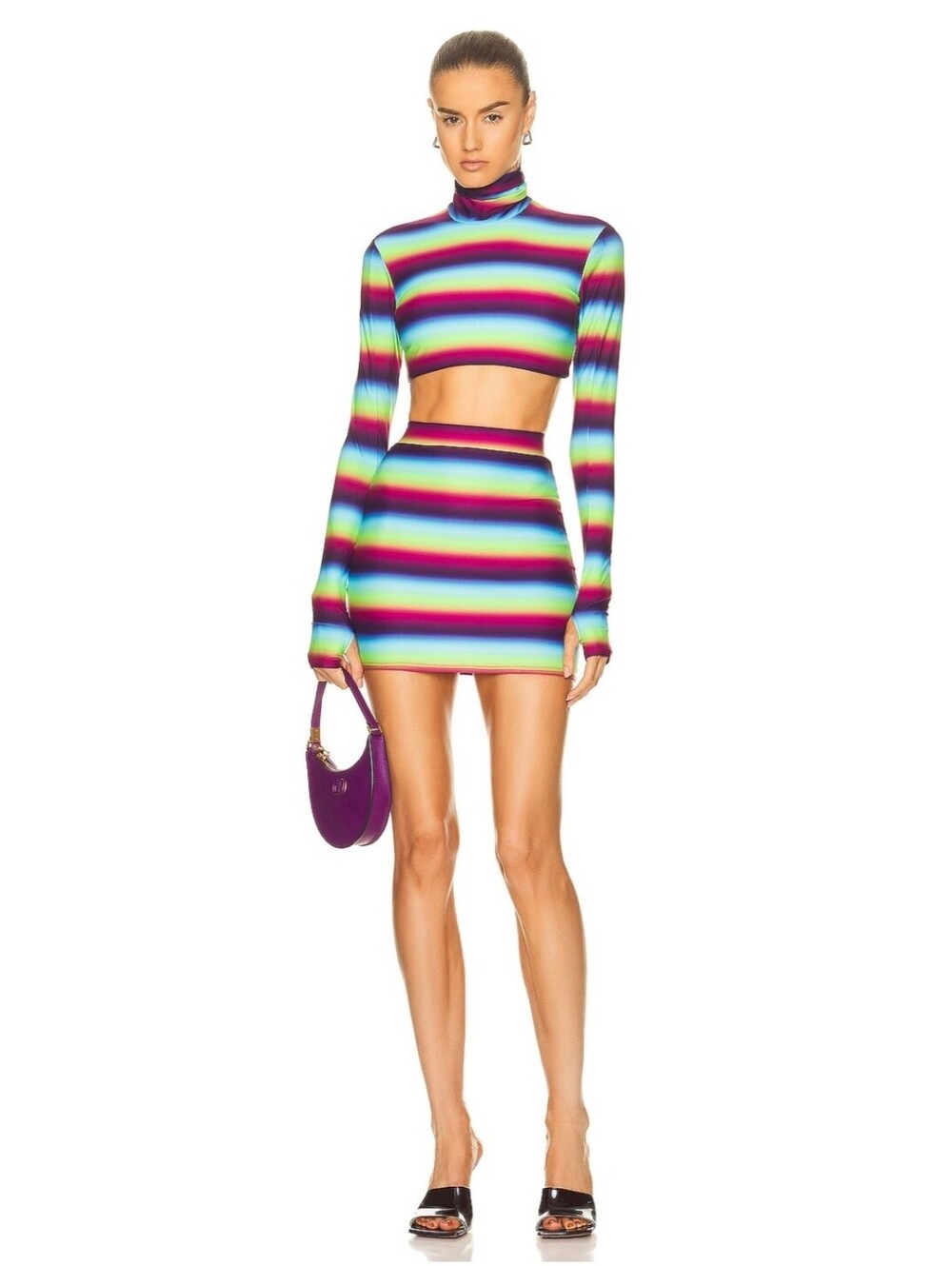 Alex Perry Striped crêpe crop top And Skirt Set US2